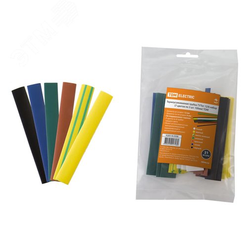 Термоусаживаемая трубка ТУТнг 12/6 набор (7 цветов по 3 шт 100мм)