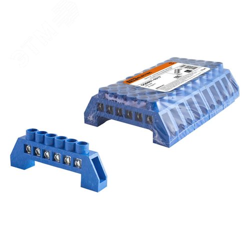 Шина N нулевая в изоляторе 6х9мм 6 групп никелированная TDM - TDM ELECTRIC