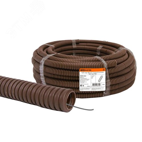 Труба гофрированная ПВХ d 25 с зондом (25 м) легкая ''ЭКО'' (бук)