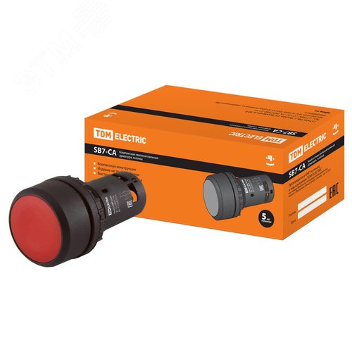 Кнопка SB7-CA45 d22мм 1з+1р красная