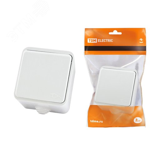 Розетка 2П+З OУ с крышкой IP44 16А белая 'Орель' (SQ1802-0006) - TDM ELECTRIC