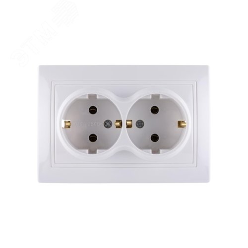 Розетка двойная 2П+З 16А 250В (основание керамика) белая Таймыр TDM 5
