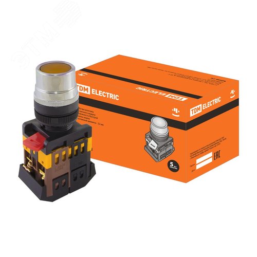 Кнопка ABLF-22 желтый d22мм неон/230В 1з+1р - TDM ELECTRIC