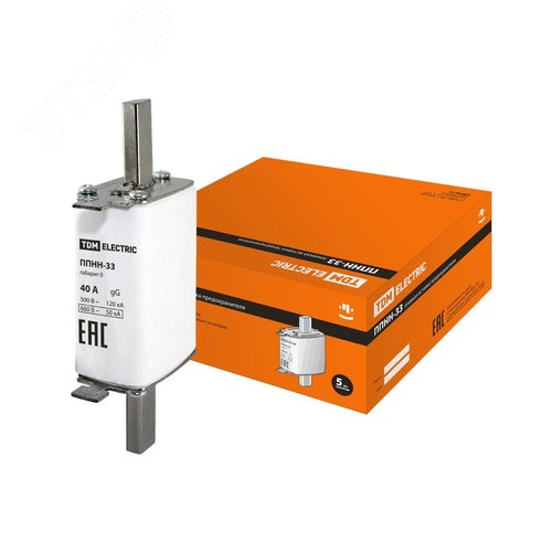 Плавкая вставка предохранителя ППНН-33, габарит 0, 40А - TDM ELECTRIC
