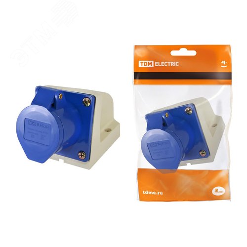 Розетка 113 стационарная 2Р+РЕ 16А 220В IP44 - TDM ELECTRIC