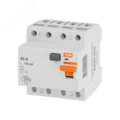Устройство защитного отключения ВД1-63 четырехполюсное 40А 100мА 2