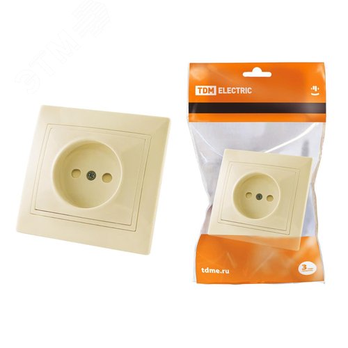 Розетка 2П с защ. шт. 10А 250В (основание керамика) сл. кость Таймыр TDM