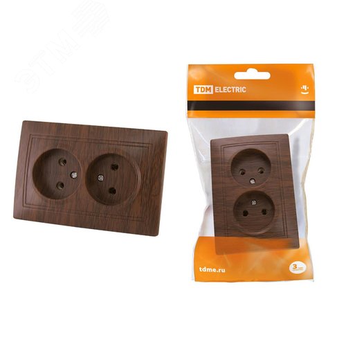 Розетка двойная 2П 10А 250В ЭКО (бук) Таймыр TDM