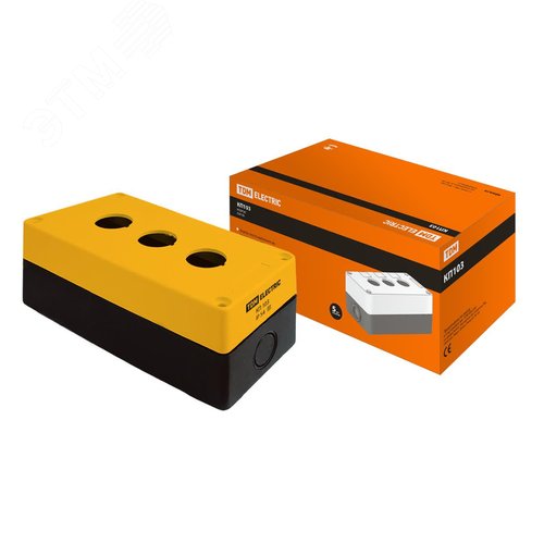 Корпус КП103 для кнопок 3места желтый - TDM ELECTRIC