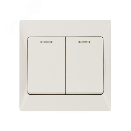 "Выключатель 2 кл. с подсветкой 10А сл. кость ""Ильмень"" TDM" 3