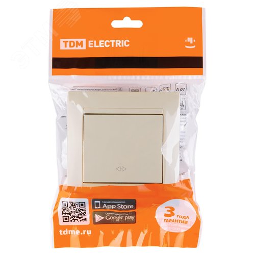 "Перекрестный выключатель 1-кл. 10А сл. кость ""Лама"" TDM" 5