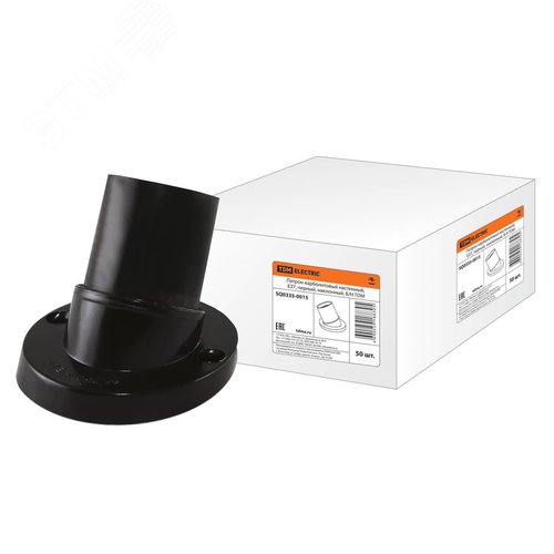 Патрон карболитовый настенный, Е27, черный, наклонный, Б/Н - TDM ELECTRIC