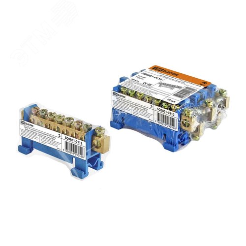 Шина ''N'' нулевая с изолятором на DIN-рейку 6x9мм стойка малая 8 групп инд. стикер