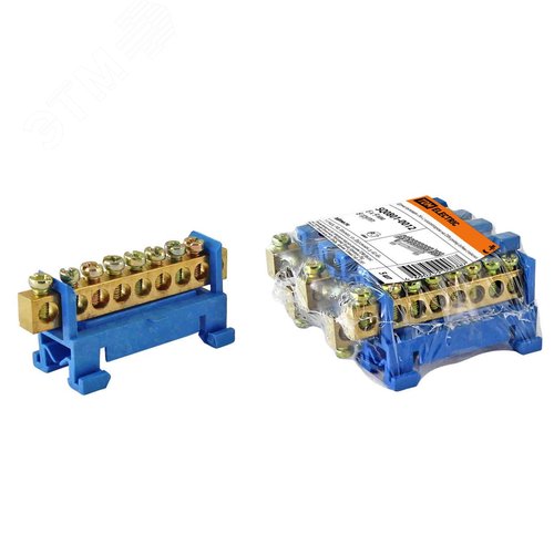 Шина ''N'' нулевая с изолятором на DIN-рейку 6x9мм стойка малая 8 групп