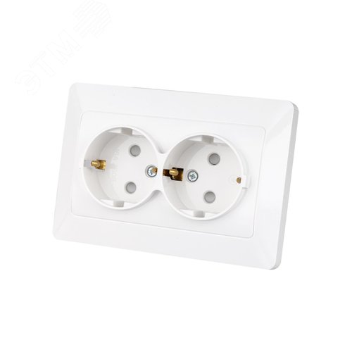 "Розетка двойная 2П+З с защ. шт. 16А 250В белая ""Ильмень"" TDM" 4
