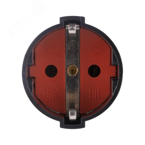 Кабельная розетка рифленая 2П+З 16А 250B черная TDM - фото 6