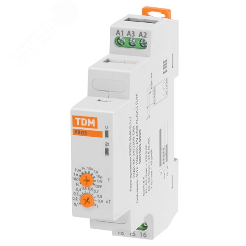 Реле времени РВО3-ВЫК-0,1с/10дн-8А-24/230В-DIN (зад.выкл., 0,1с-10дней, 24/230В AC/DC) TDM 4