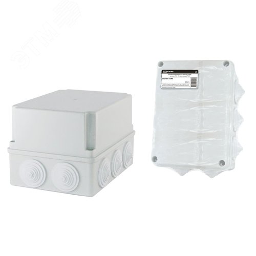Распаячная коробка ОП 190х140х120мм, крышка, IP55, 10 гермовводов, инд. штрихкод,