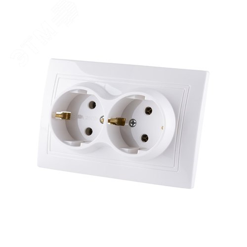 Розетка двойная 2П+З 16А 250В (основание керамика) белая Таймыр TDM 6