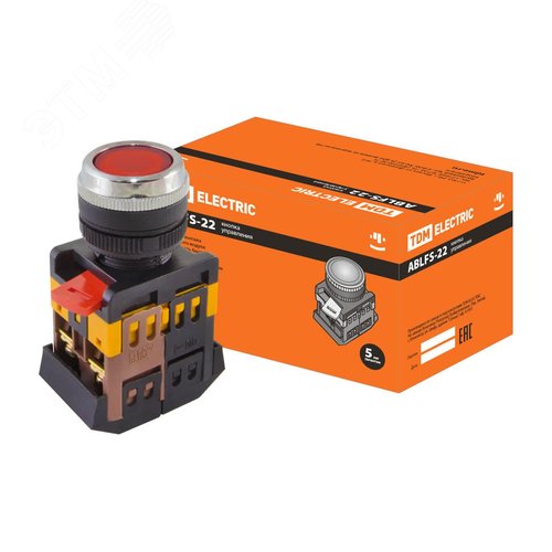 Кнопка ABLFS-22 красный d22мм неон/230В 1з+1р - TDM ELECTRIC