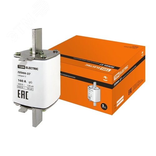 Плавкая вставка предохранителя ППНН-37, габарит 2, 160А - TDM ELECTRIC