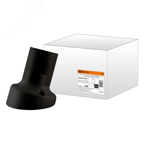 Патрон Е27 настенный термостойкий пластик наклонный черный - TDM ELECTRIC
