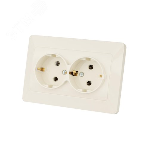 "Розетка двойная 2П+З 16А 250В сл. кость ""Ильмень"" TDM" 5