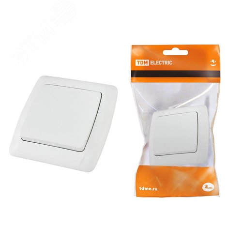 Выключатель одноклавишный 10А белый ''Онега''