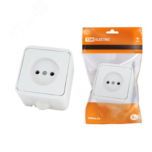 Розетка 2П OУ IP44 10А белая ''Орель'' - TDM ELECTRIC