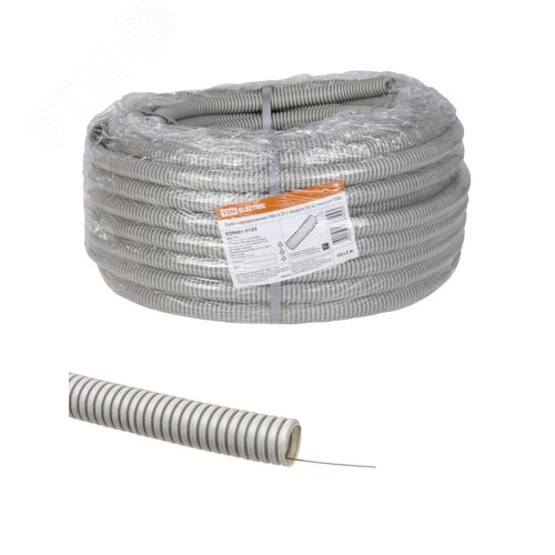 Труба гофрированная ПВХ d 25 с зондом 50 м тяжелая 750Н TDM - TDM ELECTRIC