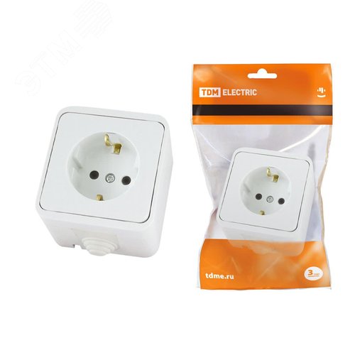 Розетка 2П+З OУ IP44 16А белая ‘‘Орель‘‘ (SQ1802-0005) - TDM ELECTRIC