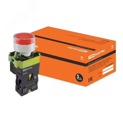 Кнопка BW3461 с подсветкой красный 1з (SQ0704-0055) - TDM ELECTRIC
