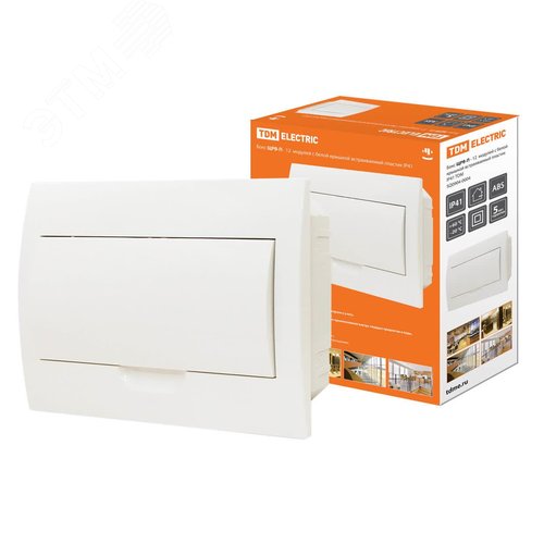 Бокс ЩРВ-П-12модулей с белой крышкой встраиваемый пластик IP40