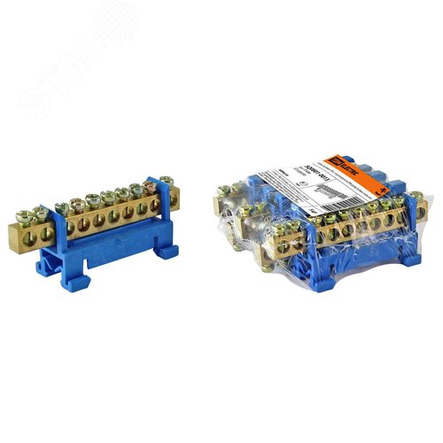 Шина ''N'' нулевая с изолятором на DIN-рейку 6x9мм стойка малая 10 групп