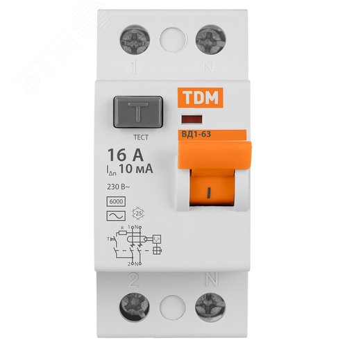 Устройство защитного отключения ВД1-63 двухполюсное 16А 10мА 7