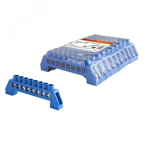 Шина N нулевая в изоляторе 6х9мм 8 групп никелированная TDM