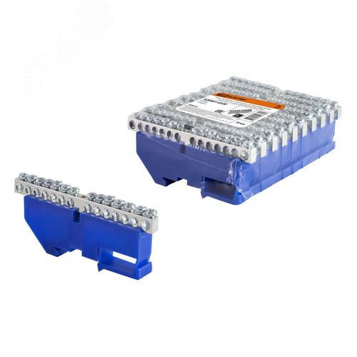 Шина N нулевая с изолятором на DIN-рейку 6x9мм стойка бол. 14 групп никелированная TDM