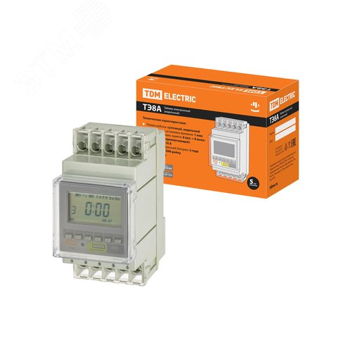 Таймер электронный на DIN-рейку ТЭ8A-1мин/7дн-8on/off-16А-DIN - TDM ELECTRIC