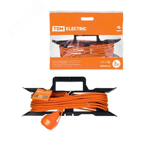 Удлинитель-шнур силовой на рамке УШ6 TDM (штепс. гнездо 10м ПВС 2х075)