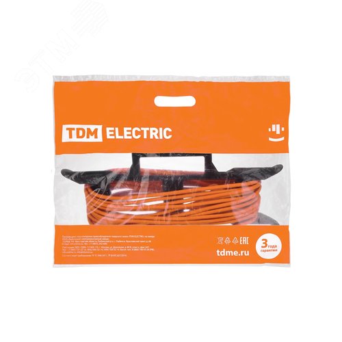 Удлинитель-шнур силовой на рамке УШ10 TDM (штепс. гнездо 10м ПВС 2х10) 2