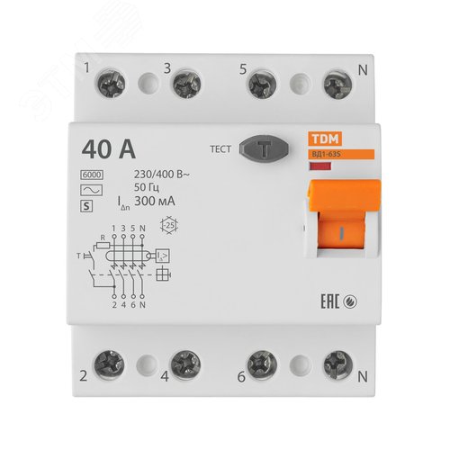 Устройство защитного отключения ВД1-63S четырехполюсное 40А 300мА 7