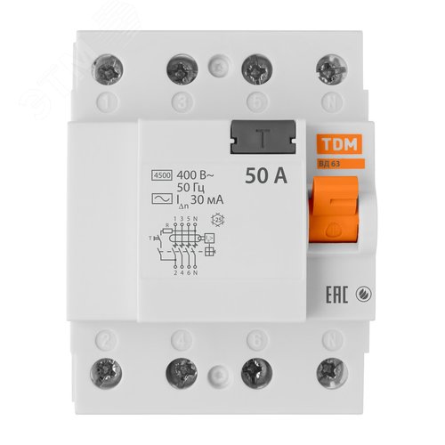 Устройство защитного отключения ВД63 4Р 50А 30мА (электронное) 4