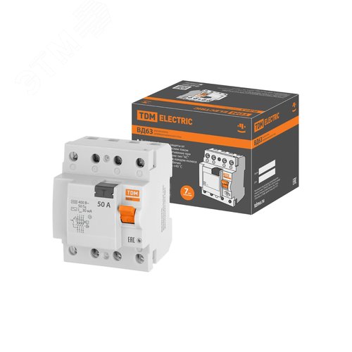 Устройство защитного отключения ВД63 4Р 50А 30мА (электронное)