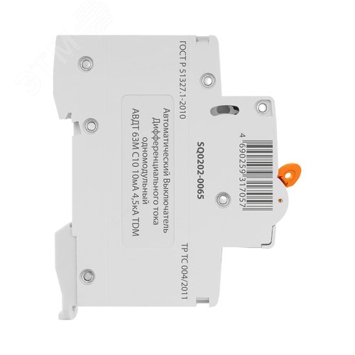 Выключатель автоматический дифференциального тока одномодульный АВДТ 63М C10 10мА 4,5кА 4