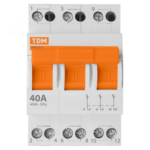 Модульный переключатель трехпозиционный МП-63 трехполюсный 40А 7