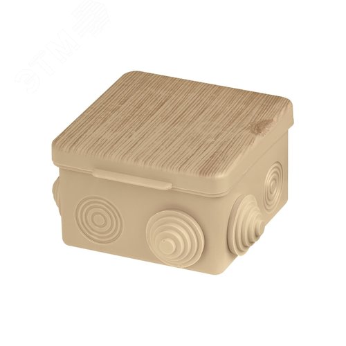 Распаячная коробка ОП 80х80х50мм, крышка, сосна, IP54, 7вх. инд. штрихкод 7