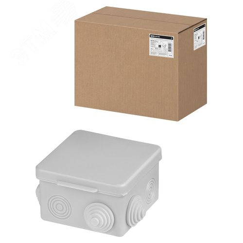 Распаячная коробка ОП 80х80х50мм, крышка, IP54, 7 входов