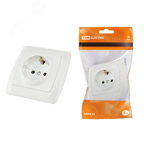 Розетка 2П+З 16А 250В белая ''Онега''