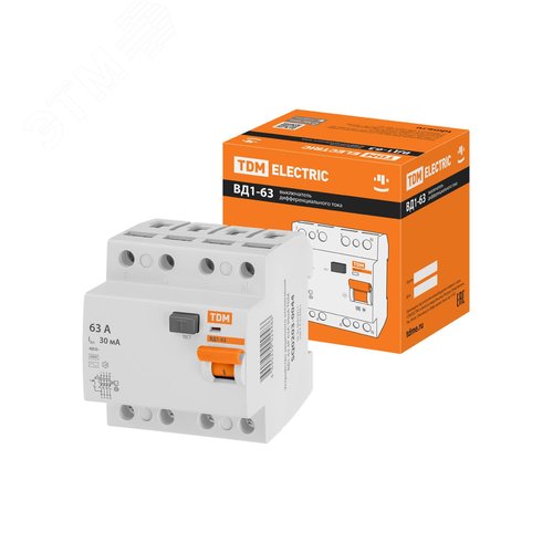 Устройство защитного отключения ВД1-63 четырехполюсное 63А 30мА