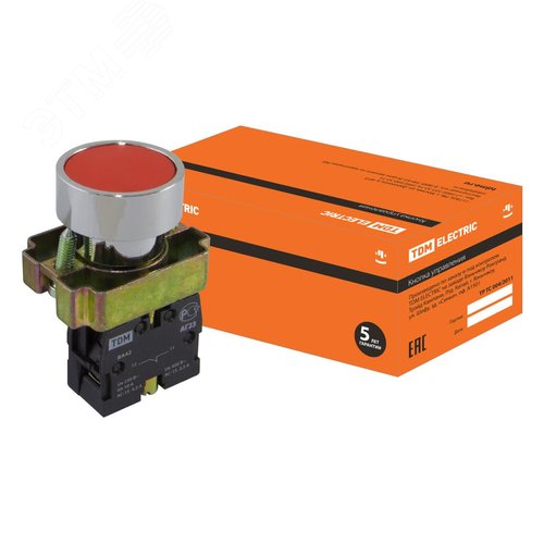 Кнопка BА42 без подсветки красный 1р - TDM ELECTRIC